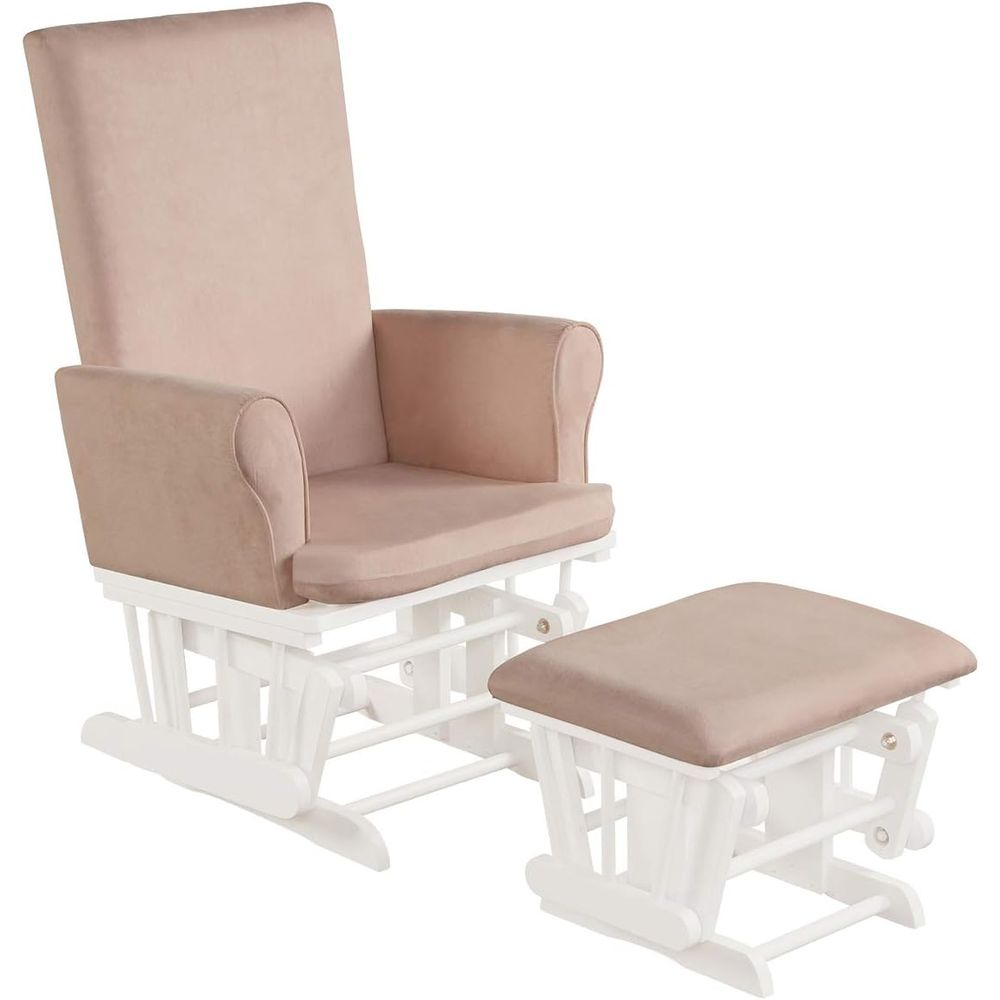 Baby Nursery Cushion - ベビーグライダーとオットマンクッションセット、木製ベビーロッカー、保育用家具、昼寝、授乳、読書用、布張りフープグライダー＆O