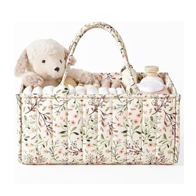 Baby Nursery Must Haves - AINY-フローラルおむつ収納オーガナイザー、スタイリッシュな保育園用収納バスケット、おむつバッグ、ベビーシャワーへのギフト、ベビーレジストリーの必需品