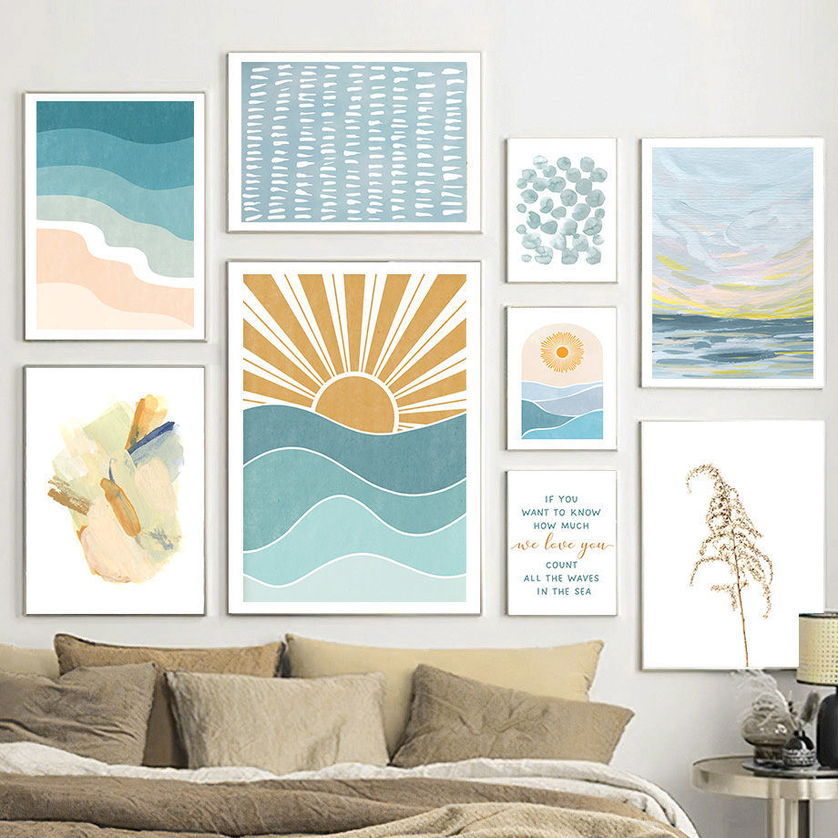 Baby Nursery Quotes Wall Art - 日の出日没ビーチ海の引用句ウォールアートキャンバス絵画保育園ポスターとプリント壁の写真ベビーキッズルーム家の装飾