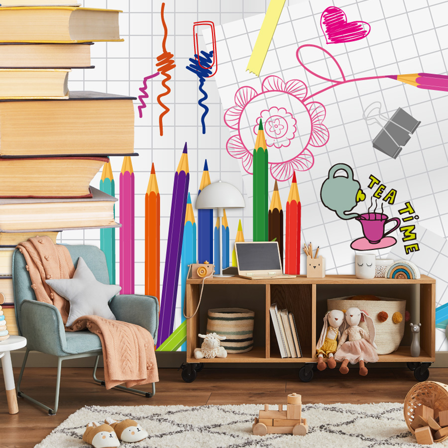 Baby Nursery Mural Wallpaper - リビングルーム、本、絵画の壁、家の装飾、子供部屋、ベビーベッドの壁画に簡単に貼れるカスタムピールアンドスティック壁紙