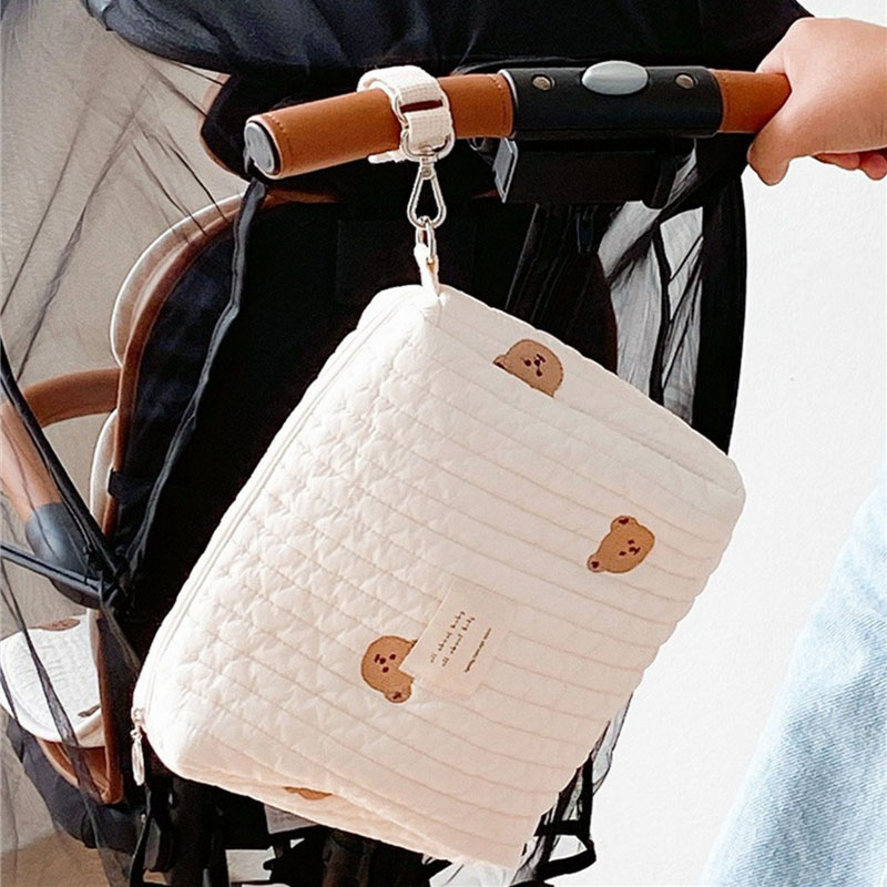 Diaper Caddy Organizer - ベビーおむつバッグ綿クマの形ポータブルベビーおむつキャディオーガナイザー再利用可能なおむつベビーカーおむつウェットバッグ