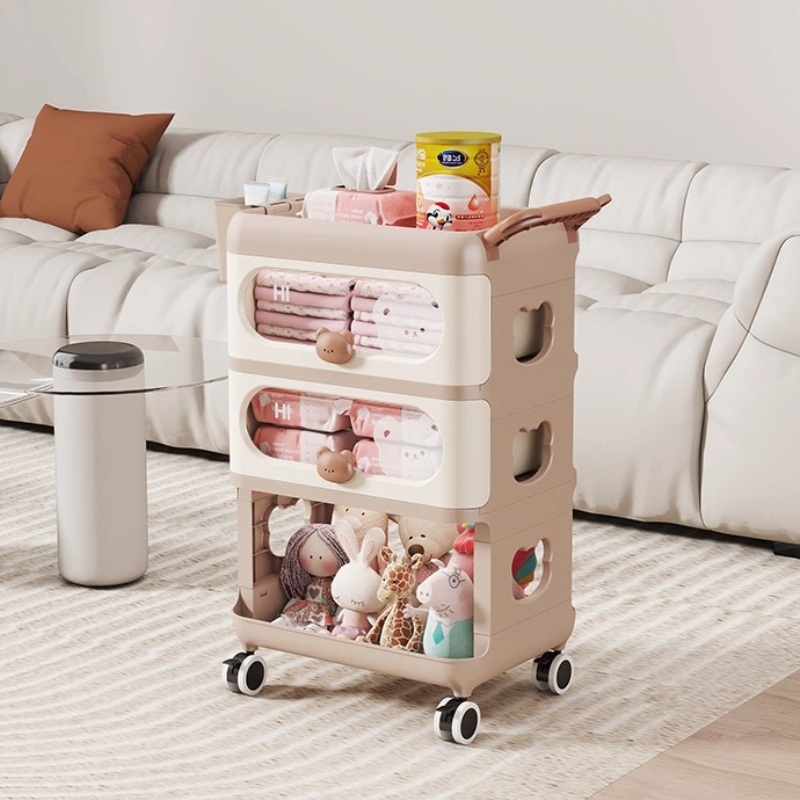 Baby Nursery Cart - ‌ ベビー収納オーガナイザー、多層式ベビーカート、ポータブルモバイルおむつ替えカート、広々とした新生児ケアカート