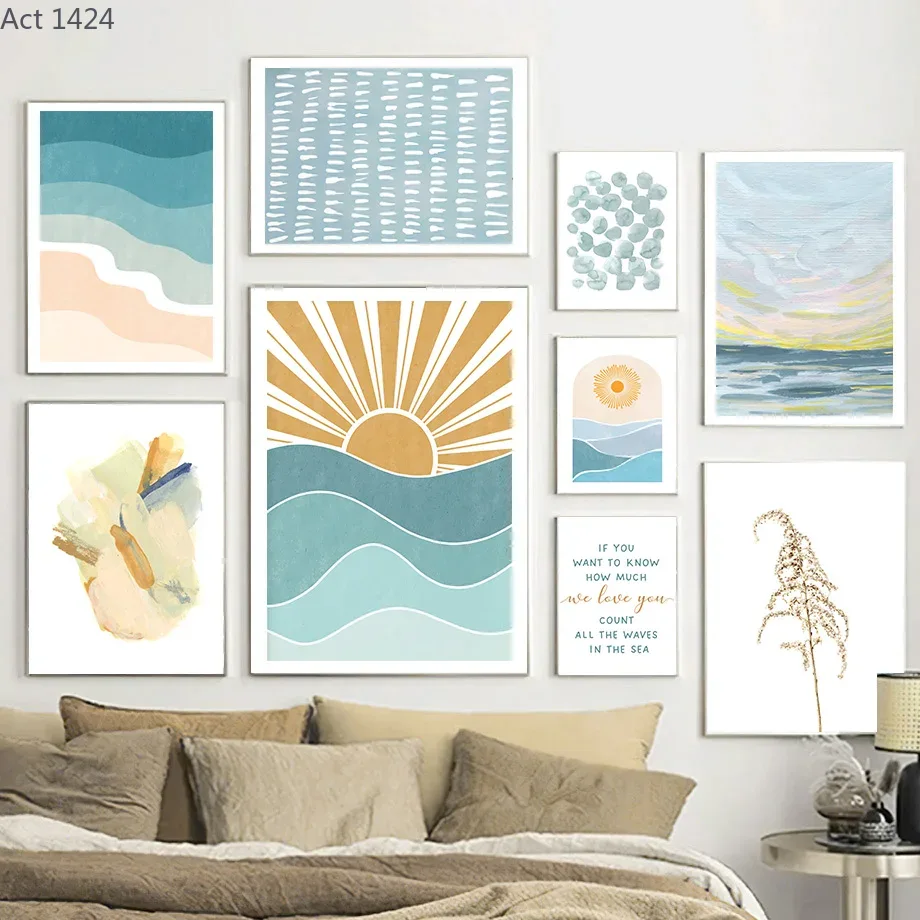 Baby Nursery Quotes Wall Art - 日の出日没ビーチ海の引用句ウォールアートキャンバス絵画保育園ポスターとプリント壁の写真ベビーキッズルーム家の装飾