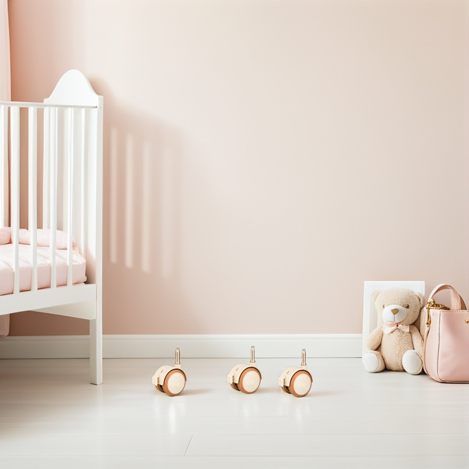 Baby Nursery Cart - 4個入りベビーベッド用キャスターホイール 静音ゴム製スイベルロックブレーキ付き家具ホイールセット 保育園カート ベビーベッド用ホイール