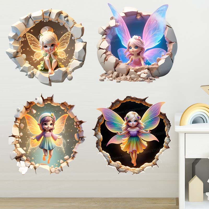 Baby Nursery Mural Wallpaper - 妖精の蝶の自己接着ウォールステッカー,子供部屋の装飾,寝室の壁画,家の壁紙,保育園の装飾ステッカー,s418
