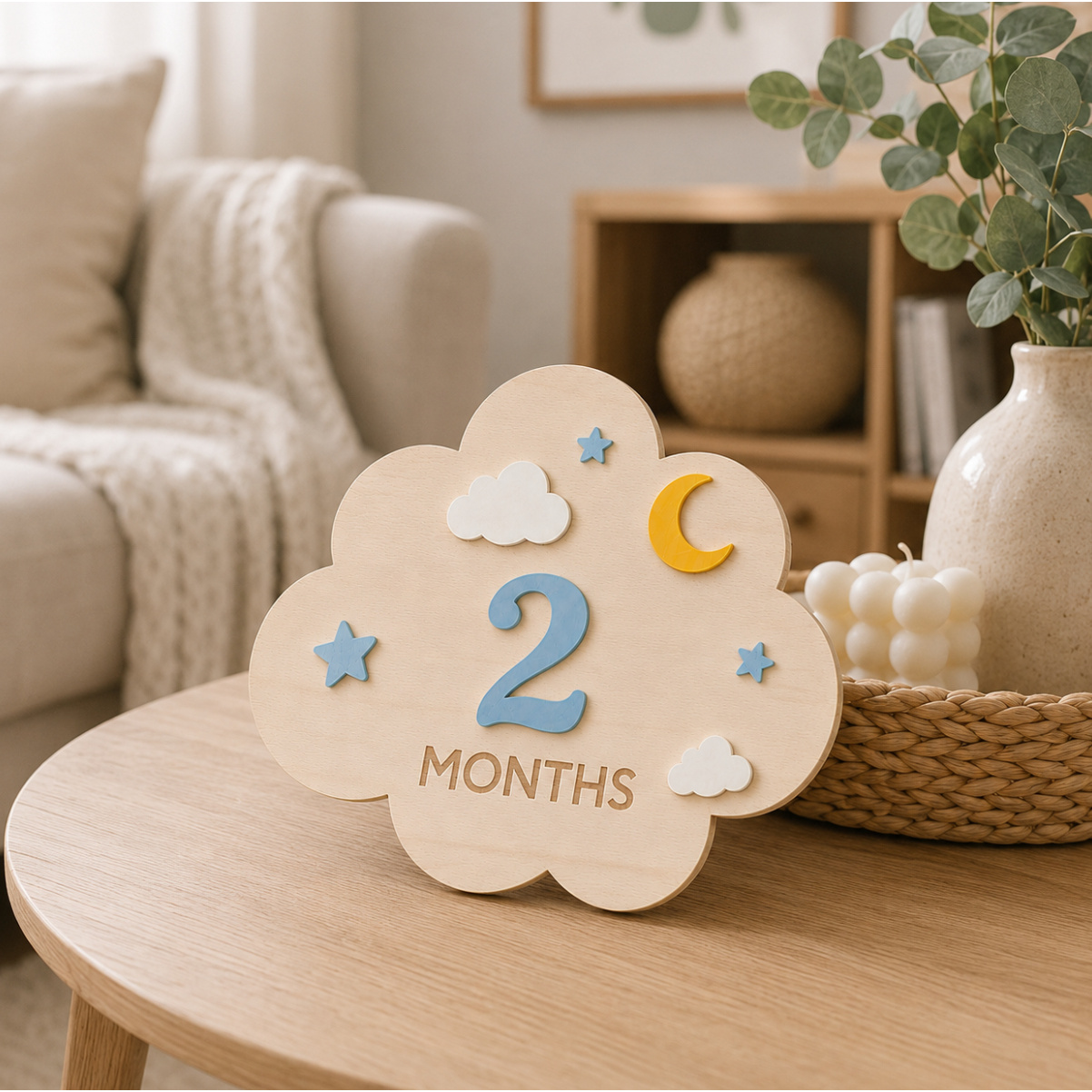 Milestone Card Set - 木製ベビーマンスリーマイルストーンカード1セット、1-12ヶ月の成長記録写真用小道具、新生児写真撮影用サイン、ホリデーギフト