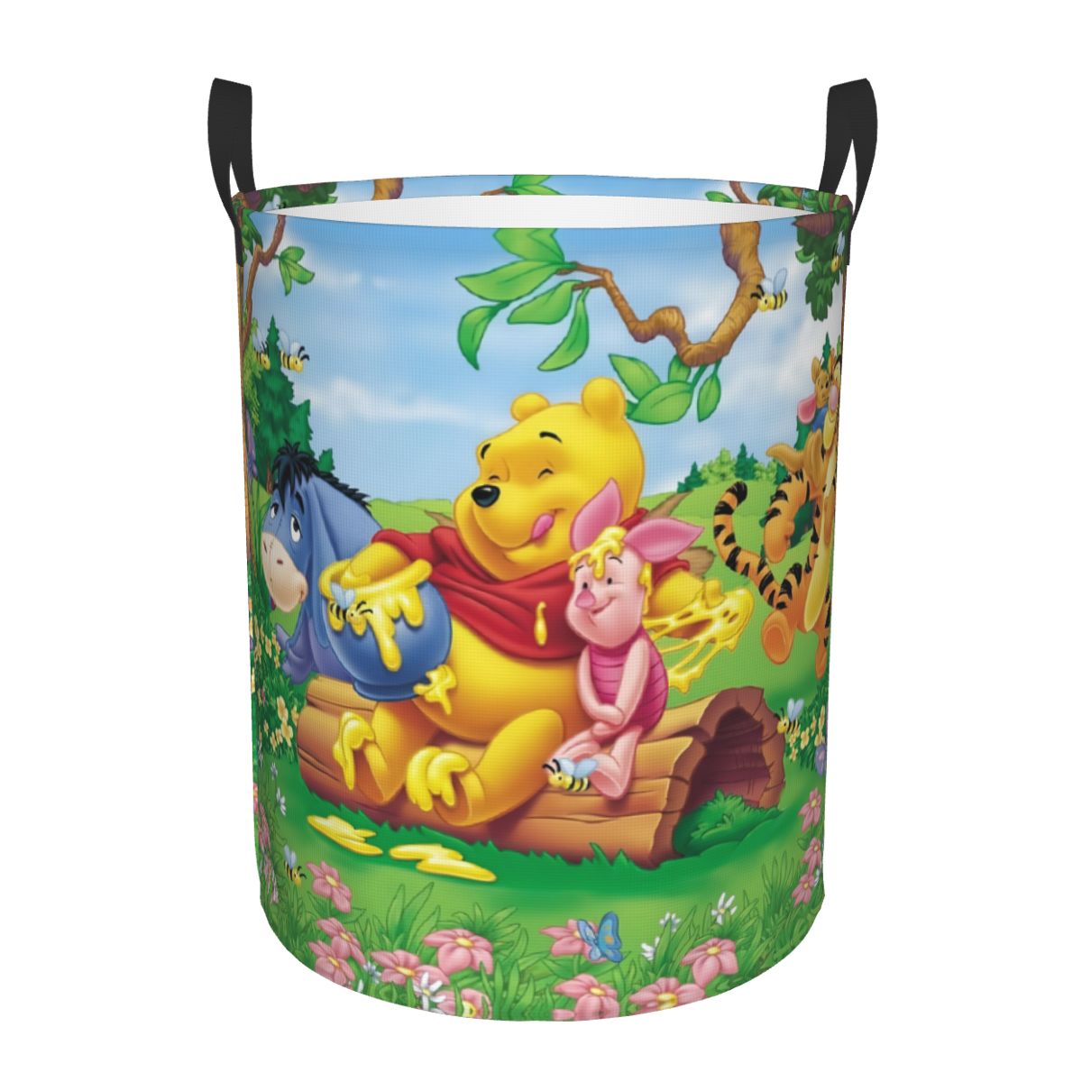 Baby Nursery Winnie The Pooh - 漫画のくまのプーさんランドリーバスケット折りたたみ式イーヨーティグアニメかわいいベビーハンパー保育園用おもちゃオーガナイザー収納箱