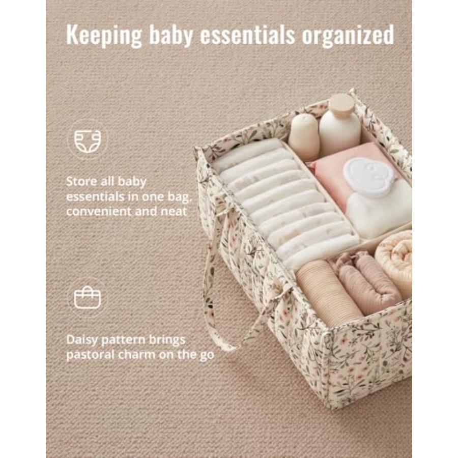 花柄おむつ収納オーガナイザー、スタイリッシュな保育園収納バス - Baby Nursery Must Haves のレビューと価格