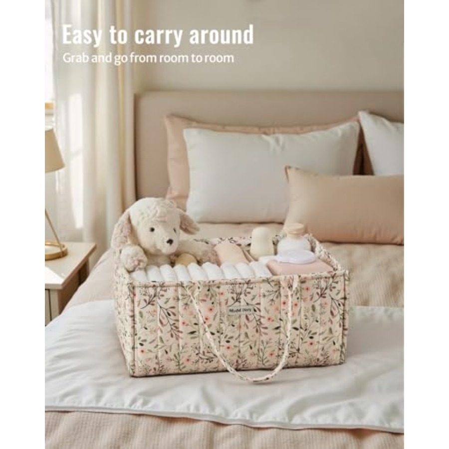 花柄おむつ収納オーガナイザー、スタイリッシュな保育園収納バス - Baby Nursery Must Haves のレビューと価格