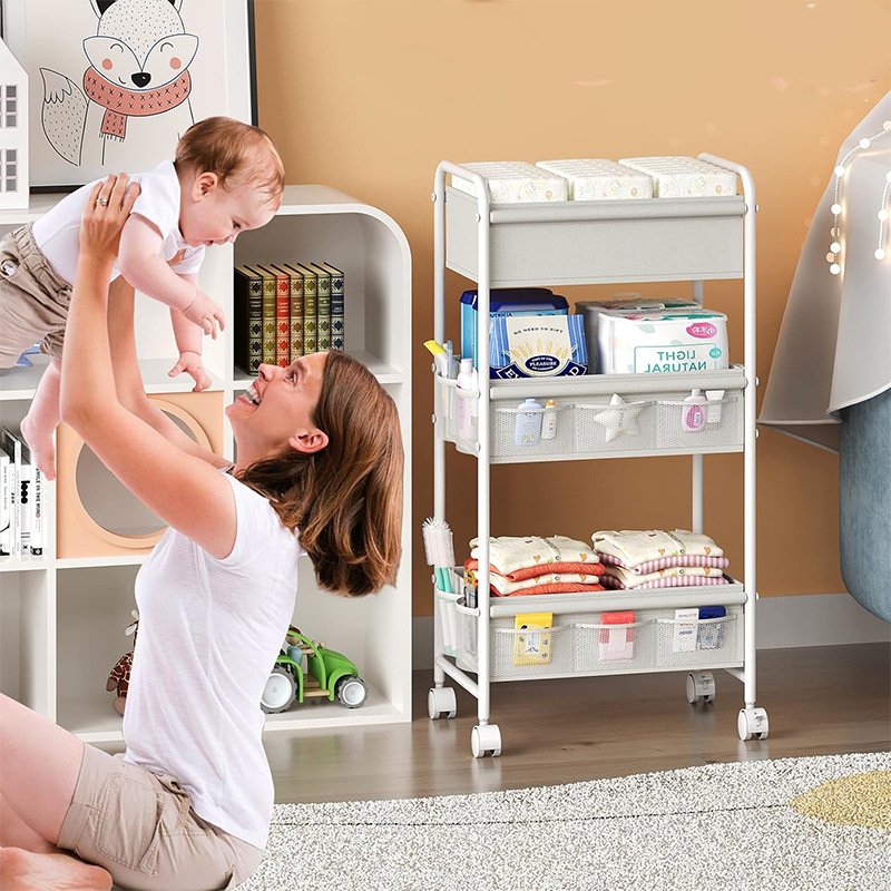 3段式ローリングおむつカート、おしりふき、クリーム、ボトル用 - Baby Nursery Cart のレビューと価格