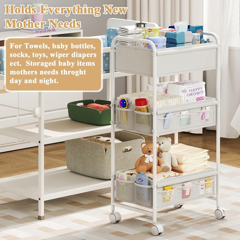 3段式ローリングおむつカート、おしりふき、クリーム、ボトル用 - Baby Nursery Cart のレビューと価格