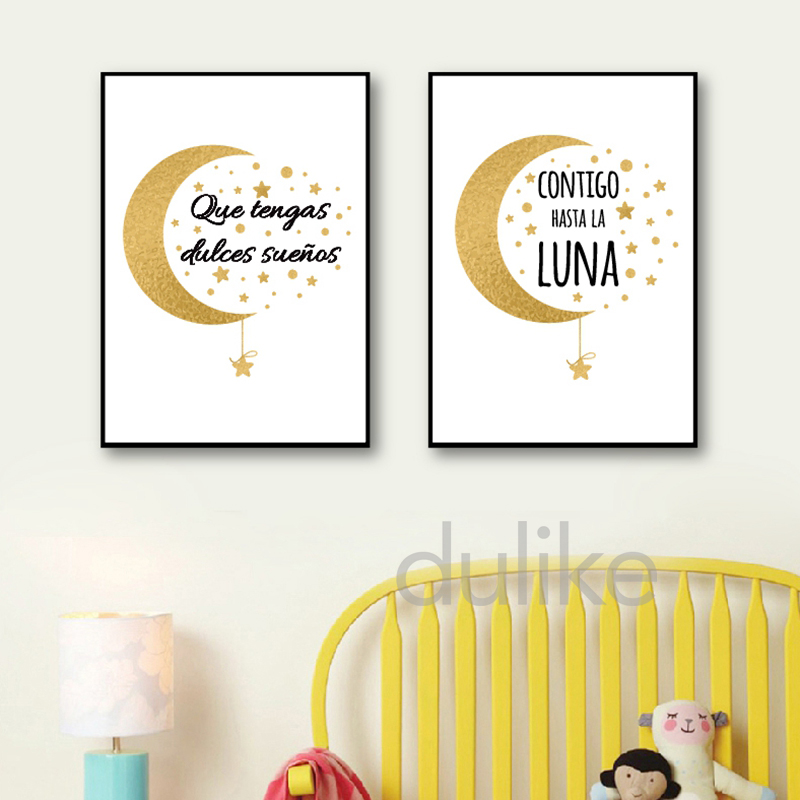 スペインの子供の寝室のアート装飾キャンバス絵画、夢がインスピ - Baby Nursery Quotes Wall Art のレビューと価格
