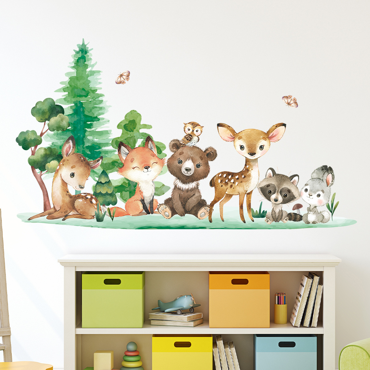 森の動物テーマ クマ 鹿 ウサギ 子供用ウォールステッカー  - Baby Nursery Animal Theme のレビューと価格