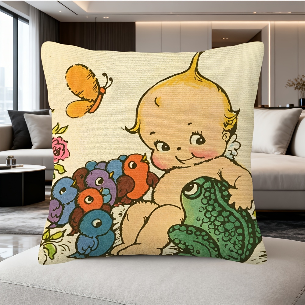 かわいい赤ちゃんカエル保育園装飾枕カバースロークッションカバ - Baby Nursery Cushion のレビューと価格