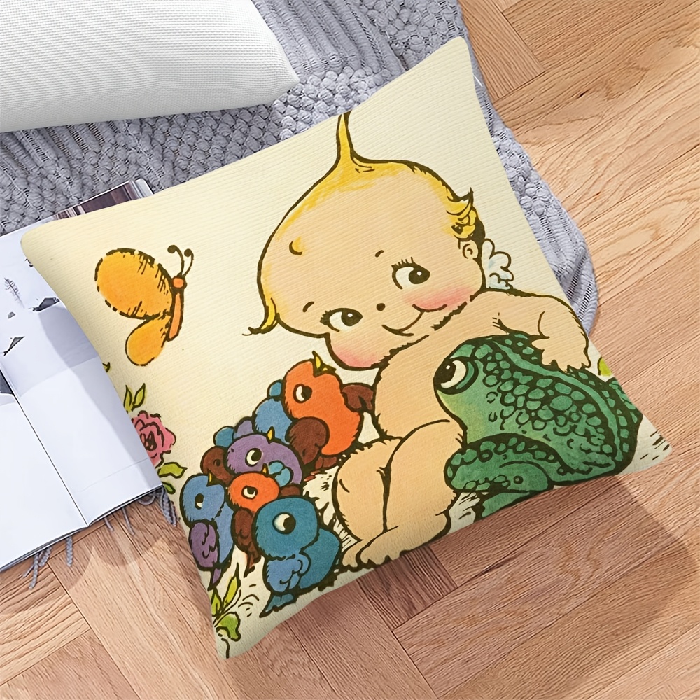 かわいい赤ちゃんカエル保育園装飾枕カバースロークッションカバ - Baby Nursery Cushion のレビューと価格