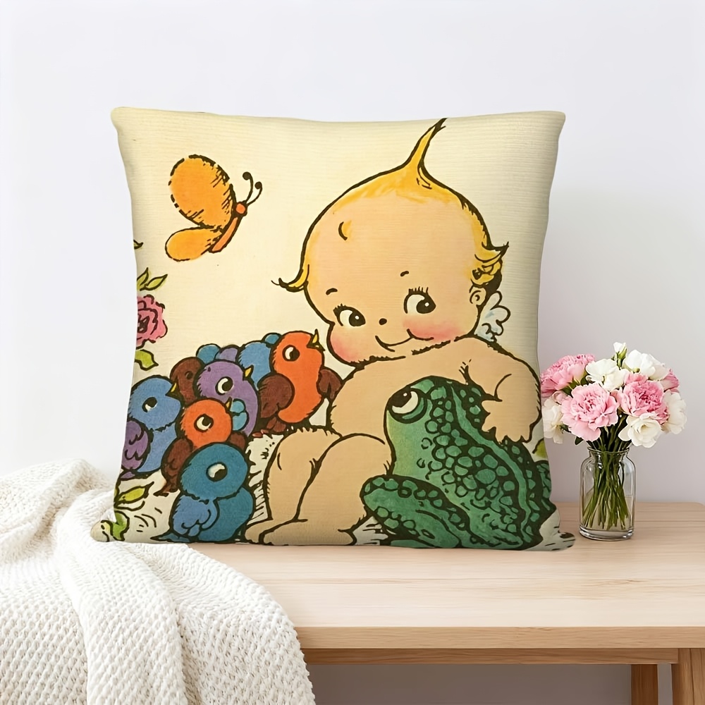 かわいい赤ちゃんカエル保育園装飾枕カバースロークッションカバ - Baby Nursery Cushion のレビューと価格