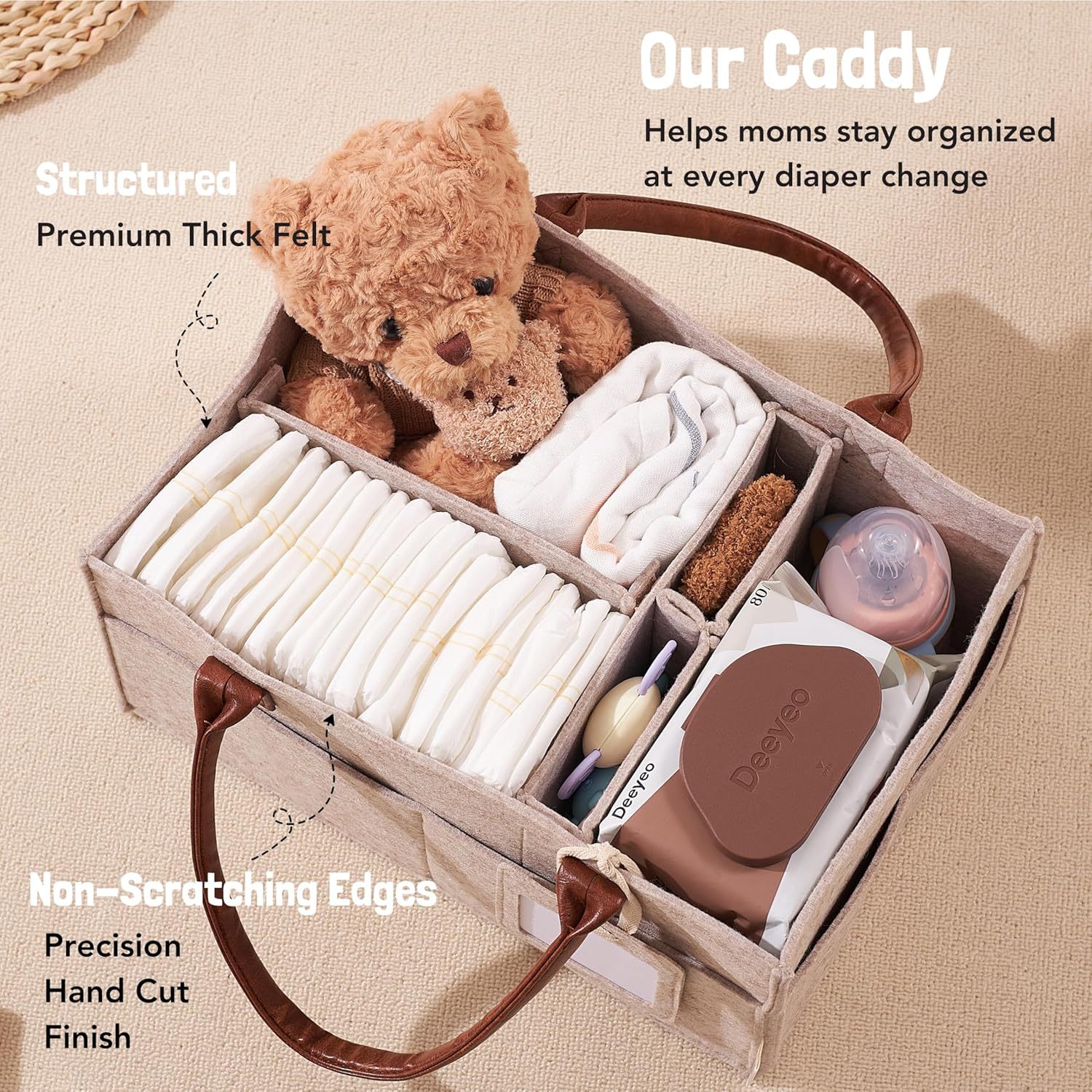 ベビーフェルト収納バスケット、幼児用おむつバッグ、ハンドル付 - Diaper Caddy Organizer のレビューと価格