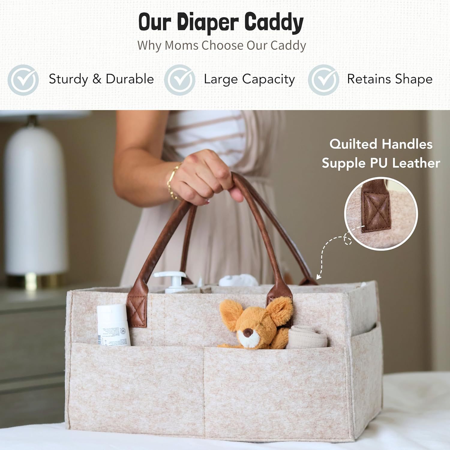 ベビーフェルト収納バスケット、幼児用おむつバッグ、ハンドル付 - Diaper Caddy Organizer のレビューと価格