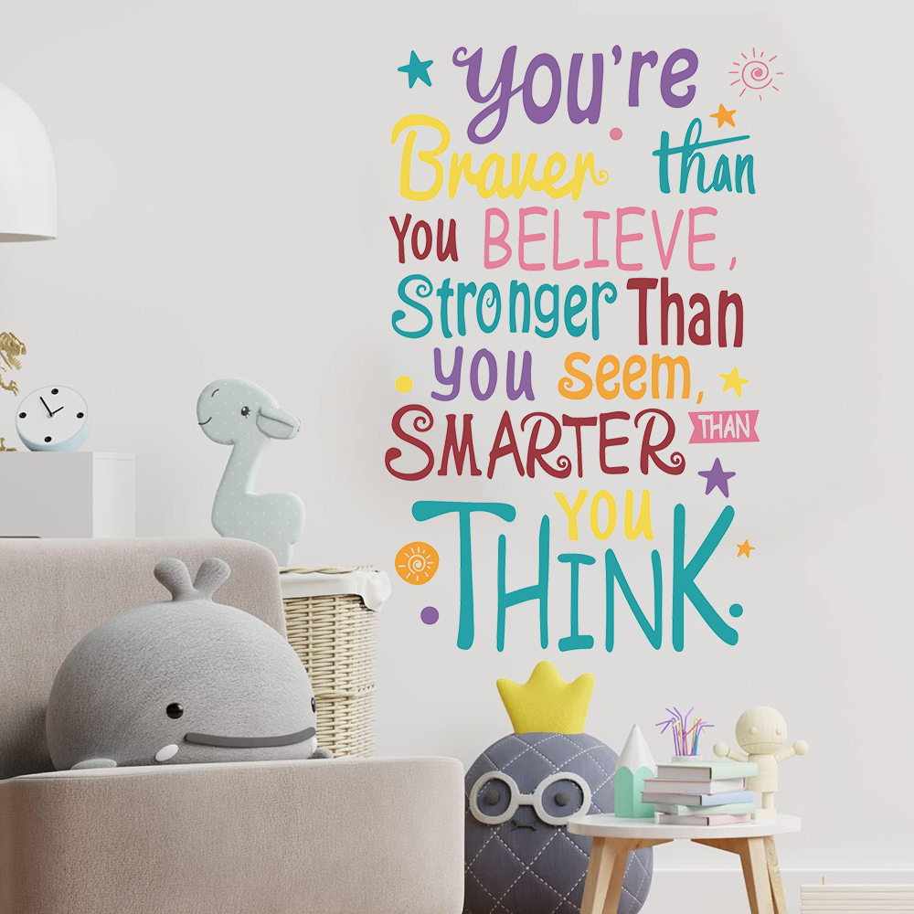 あなたは勇敢です、賢いです、強いです、スローガン、ウォールス - Baby Nursery Quotes のレビューと価格