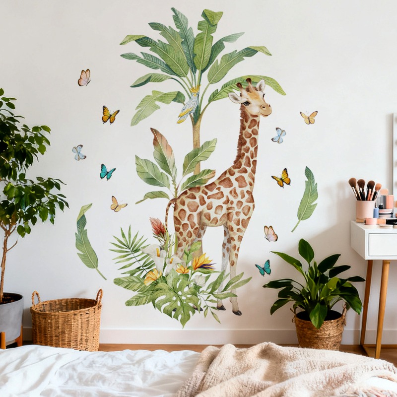 大型森林動物キリンウォールステッカー赤ちゃんの寝室の装飾保育 - Baby Nursery Mural Wallpaper のレビューと価格