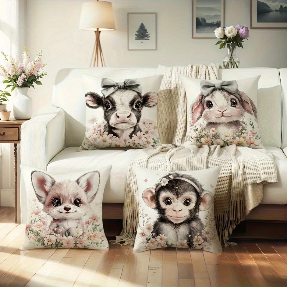 かわいい赤ちゃん農場の動物柄スローピローカバー、デイジープリ - Baby Nursery Cushion のレビューと価格