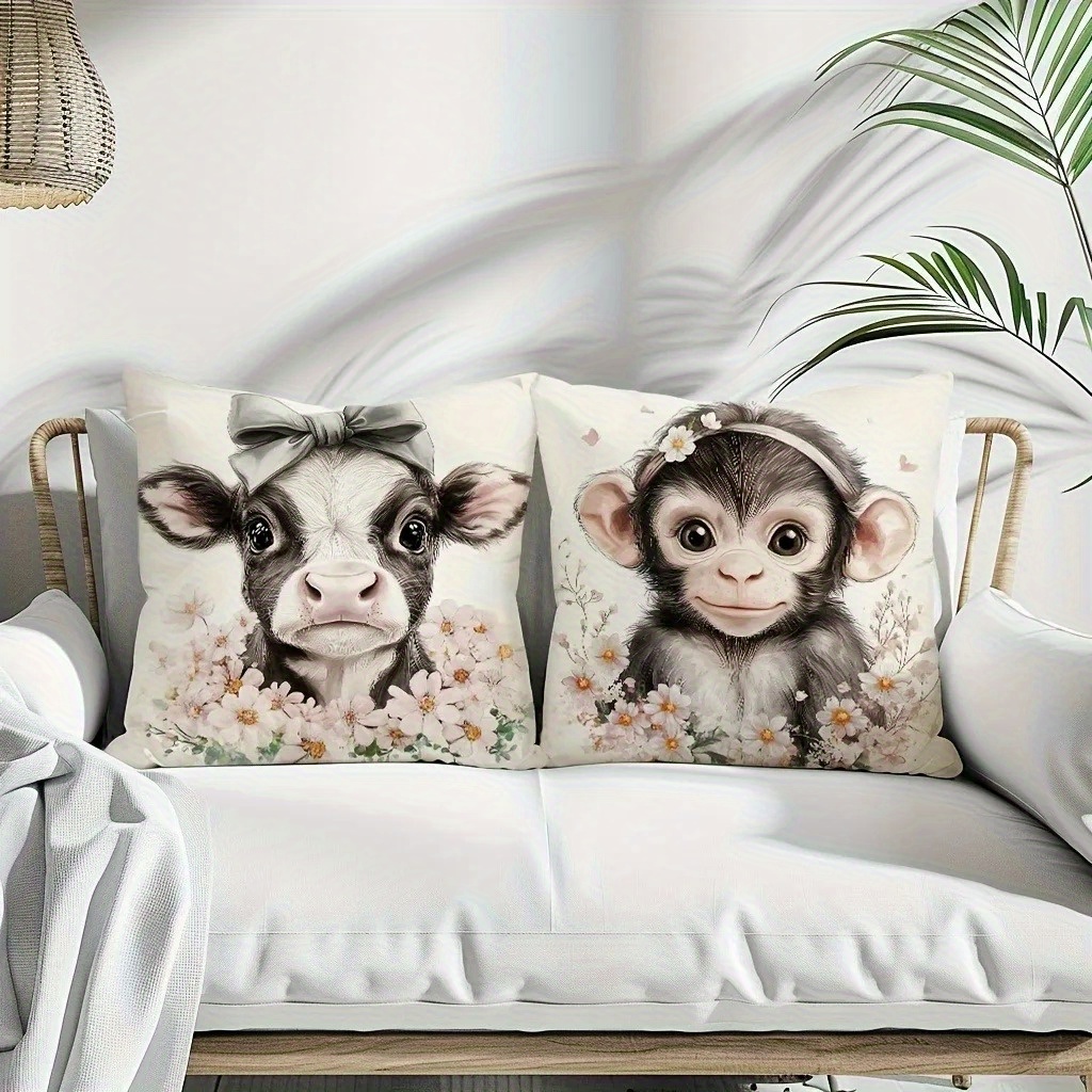 かわいい赤ちゃん農場の動物柄スローピローカバー、デイジープリ - Baby Nursery Cushion のレビューと価格