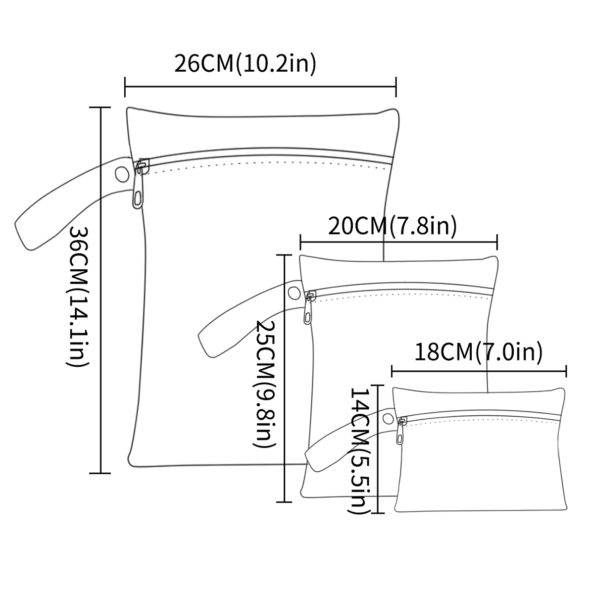 3 ピース/S 異なるサイズ防水ウェットバッグウェットドライ - Diaper Caddy Organizer のレビューと価格
