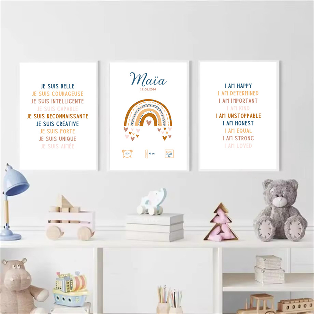赤ちゃんの名前のパーソナライズされた誕生ポスター,芸術的なプ - Baby Nursery Quotes Wall Art のレビューと価格