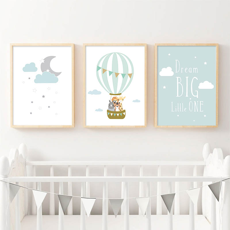 バルーンムーン保育園ポスター壁アートキャンバスプリントドリー - Baby Nursery Quotes Wall Art のレビューと価格