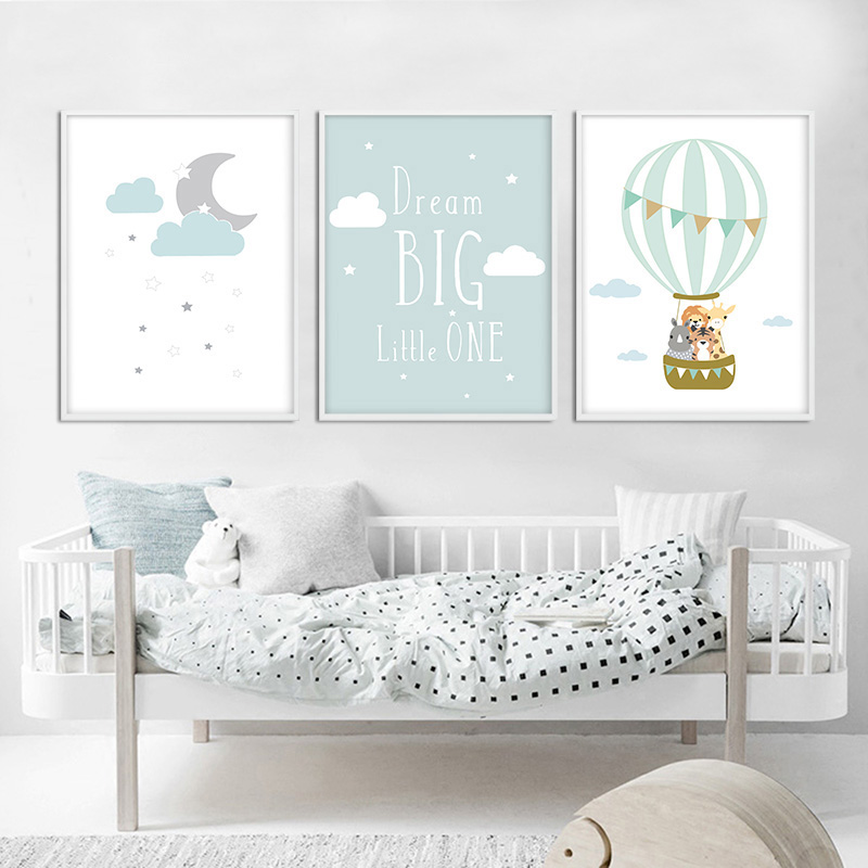 バルーンムーン保育園ポスター壁アートキャンバスプリントドリー - Baby Nursery Quotes Wall Art のレビューと価格