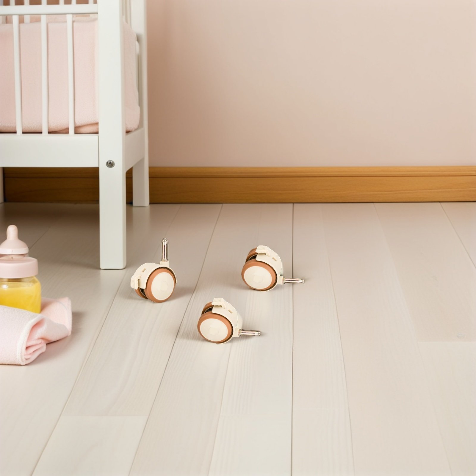 4個入りベビーベッド用キャスターホイール 静音ゴム製スイベル - Baby Nursery Cart のレビューと価格