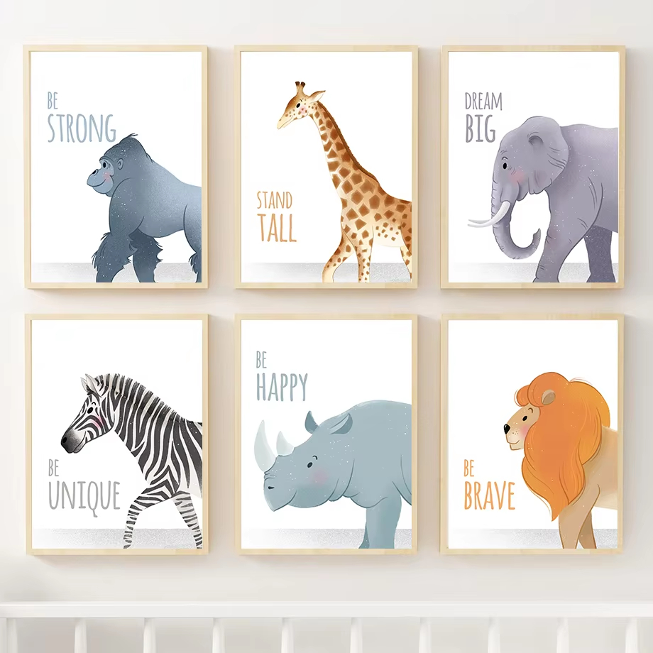 心に強く訴える引用保育園壁アート壁画象キリンライオンサイキャ - Baby Nursery Quotes Wall Art のレビューと価格