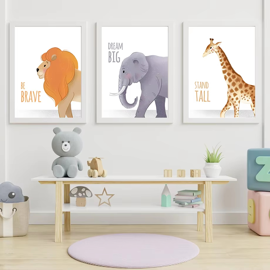 心に強く訴える引用保育園壁アート壁画象キリンライオンサイキャ - Baby Nursery Quotes Wall Art のレビューと価格