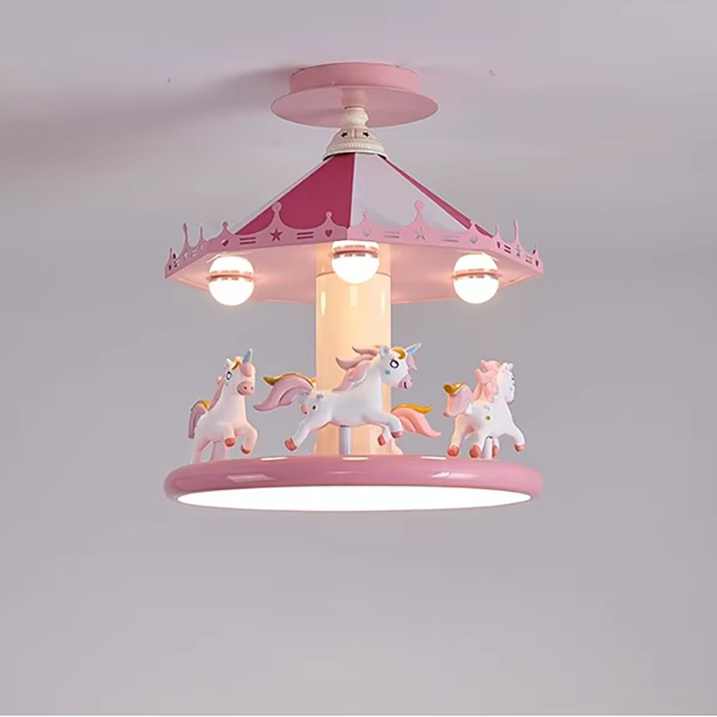 プリンセスルーム女の子の寝室の天井照明ピンクカルーセルランプ - Baby Nursery Pink のレビューと価格