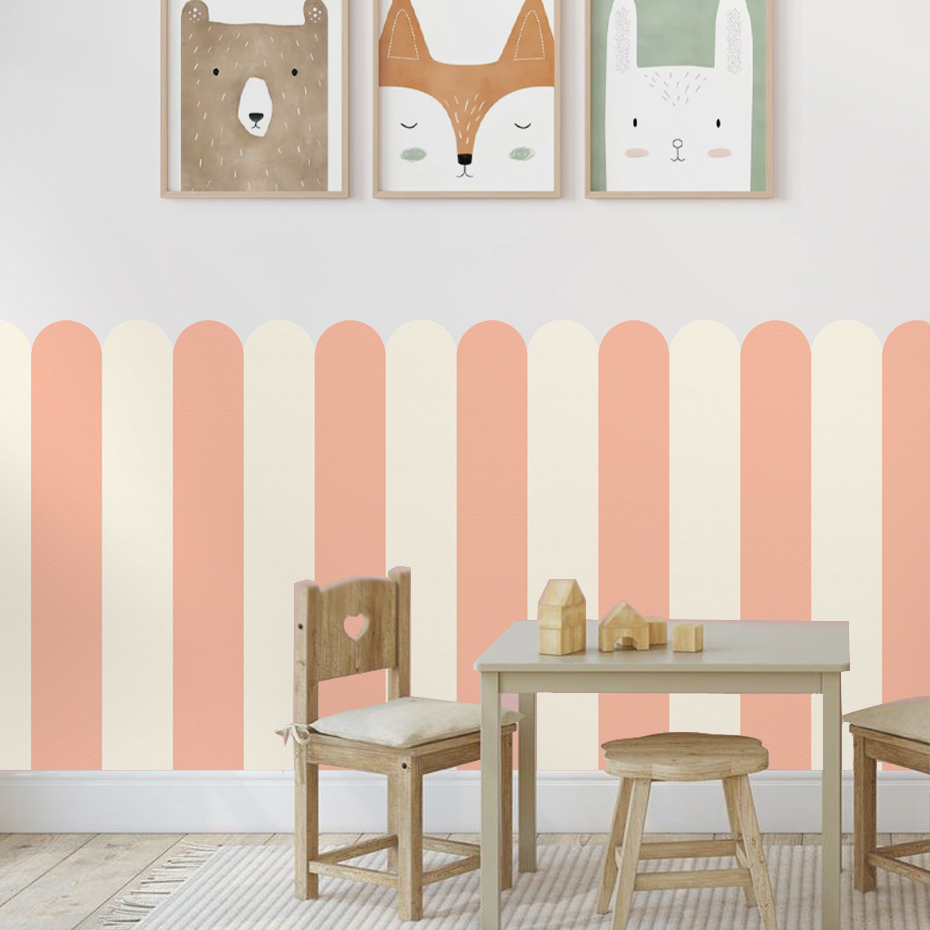 マルチカラー縦ストライプアーク壁紙保育園子供壁アートキッズル - Baby Nursery Pictures のレビューと価格