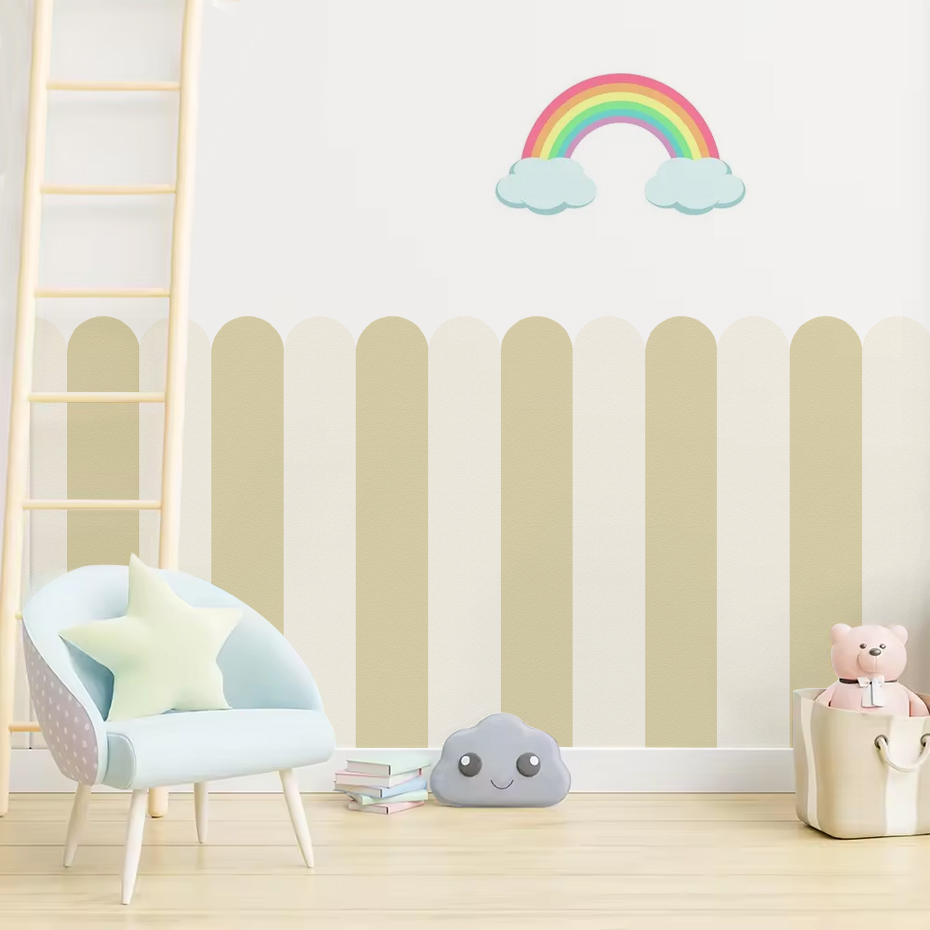 マルチカラー縦ストライプアーク壁紙保育園子供壁アートキッズル - Baby Nursery Pictures のレビューと価格