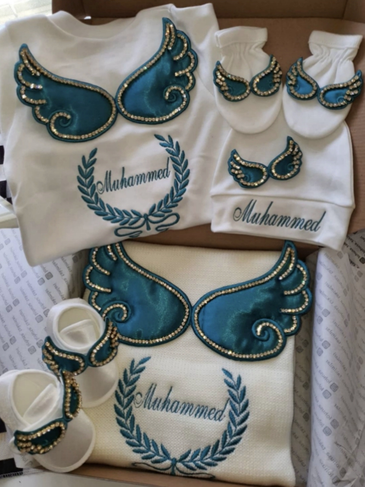 Dollbling 病院出口 5 個刺繍名入り新生児角翼ロン - Baby Nursery In Hospital のレビューと価格