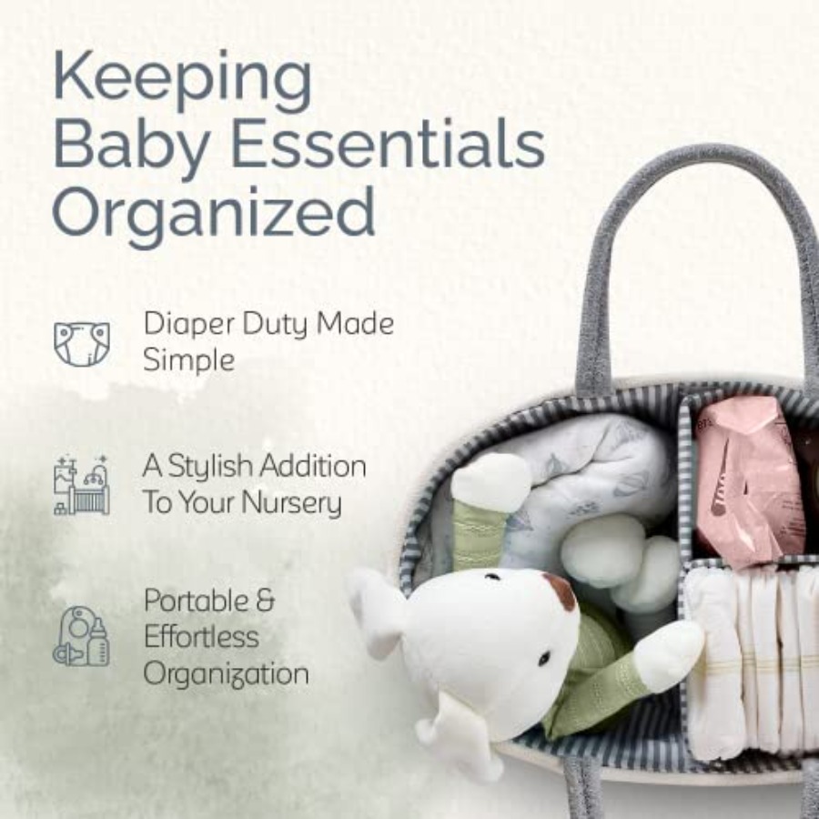 ベビー用おむつ収納オーガナイザー、ハンドル付き蓋付きナーサリ - Baby Nursery Cart のレビューと価格