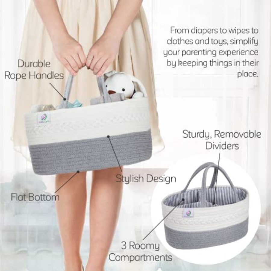 ベビー用おむつ収納オーガナイザー、ハンドル付き蓋付きナーサリ - Baby Nursery Cart のレビューと価格