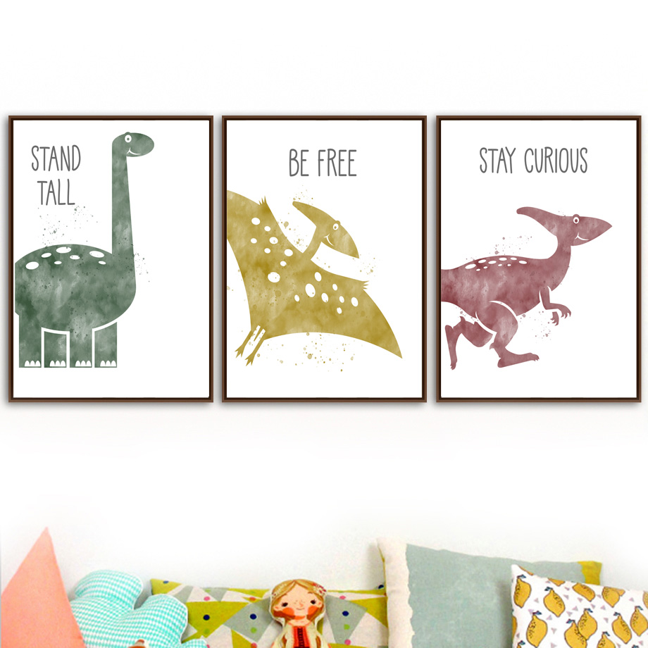 かわいい恐竜漫画動物引用保育園北欧ポスターとプリント壁アート - Baby Nursery Quotes Wall Art のレビューと価格