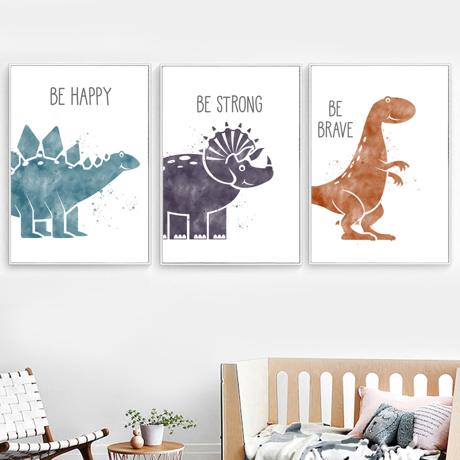 かわいい恐竜漫画動物引用保育園北欧ポスターとプリント壁アート - Baby Nursery Quotes Wall Art のレビューと価格
