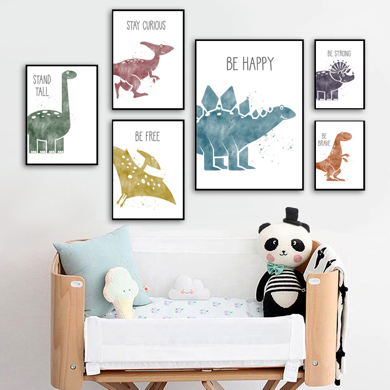 かわいい恐竜漫画動物引用保育園北欧ポスターとプリント壁アート - Baby Nursery Quotes Wall Art のレビューと価格
